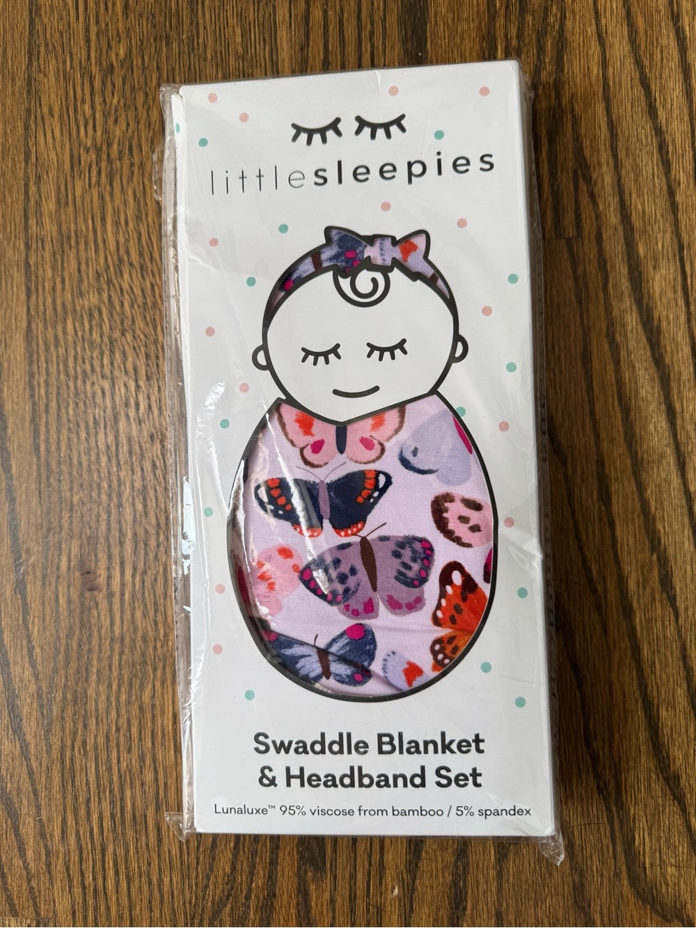 Little Sleepies Butterfly Kisses Swaddle & Bow Headband Set
